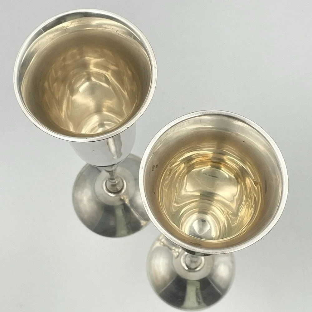 Vintage 1970s International Silver Co 745 Silver Plated Champagne Flutes Pair